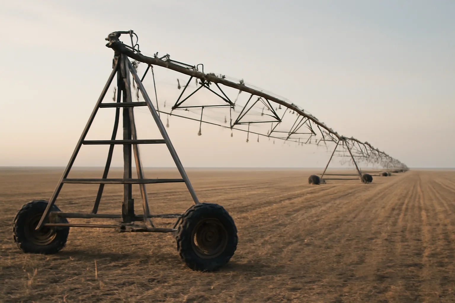 Center pivot irrigation system on a dry Colorado plains field