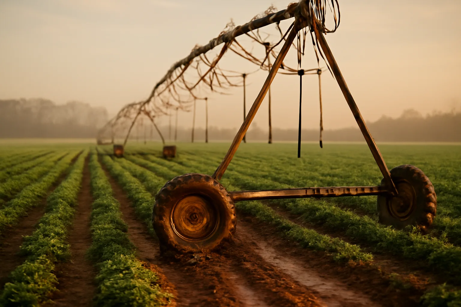 Center pivot irrigation system in an Alabama peanut field