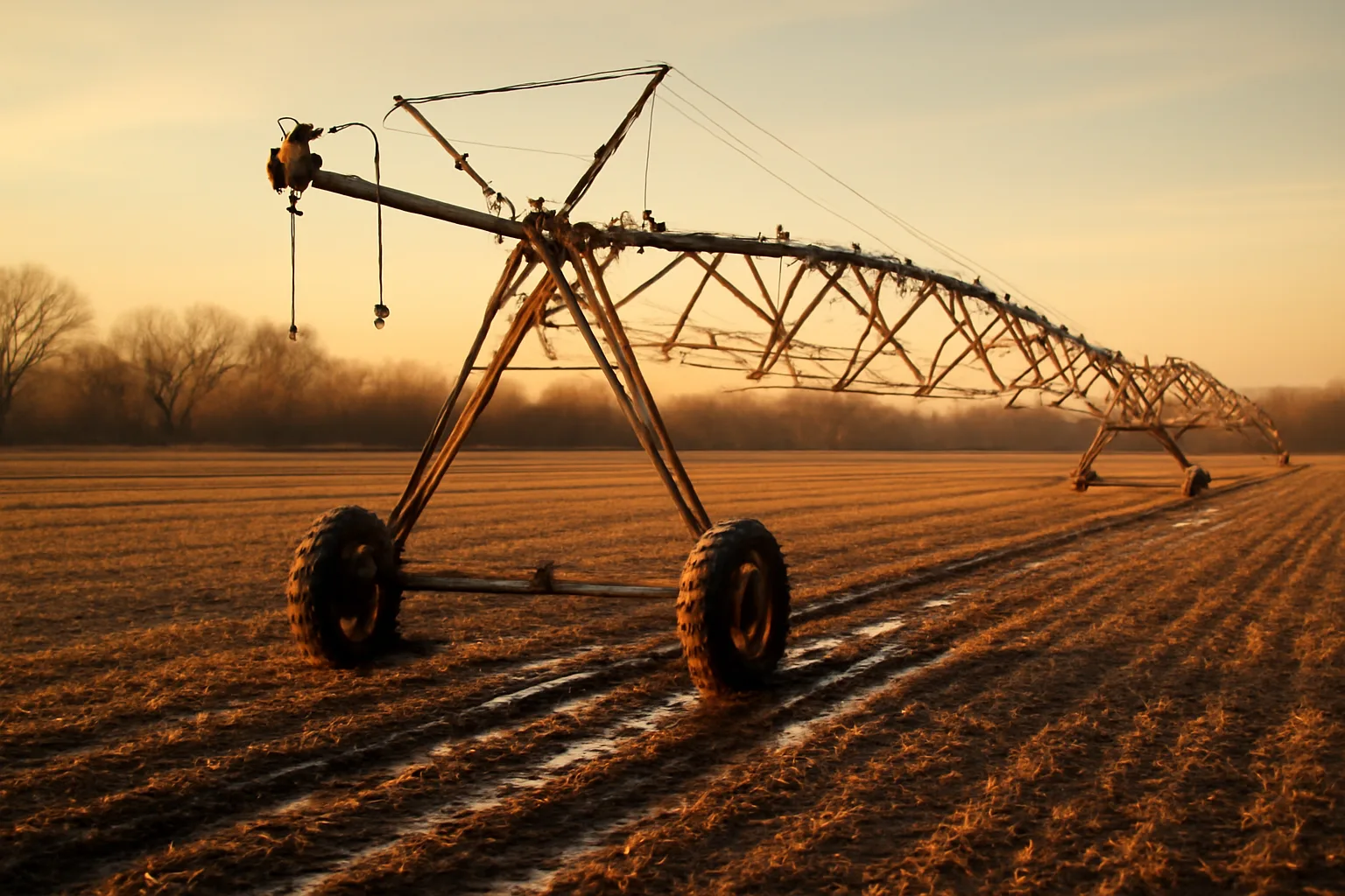 Idle center pivot in an Arkansas Delta farm field